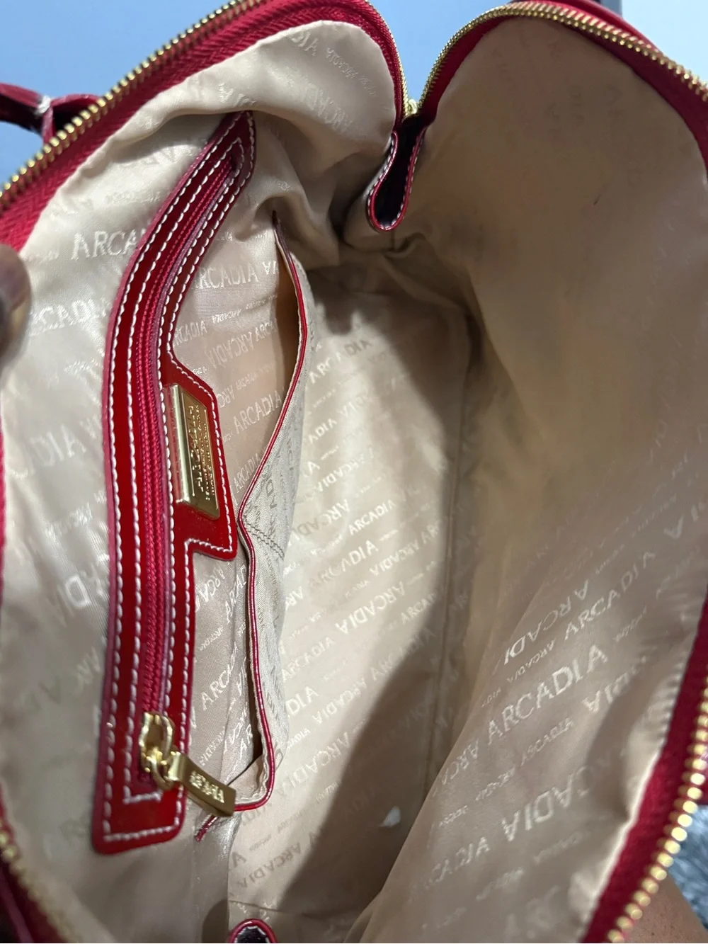 Arcadia Red Patent Dome-Style Satchel
